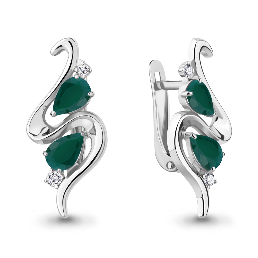 

Серьги из серебра с агатом\фианитом Aquamarine Aquamarine 4765909А_925_р, 4765909А_925_р