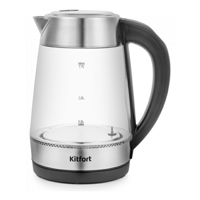 Чайник электрический Kitfort КТ-6107 1.7 л серебристый чайник электрический kitfort kt 6107 1 7 л серебристый
