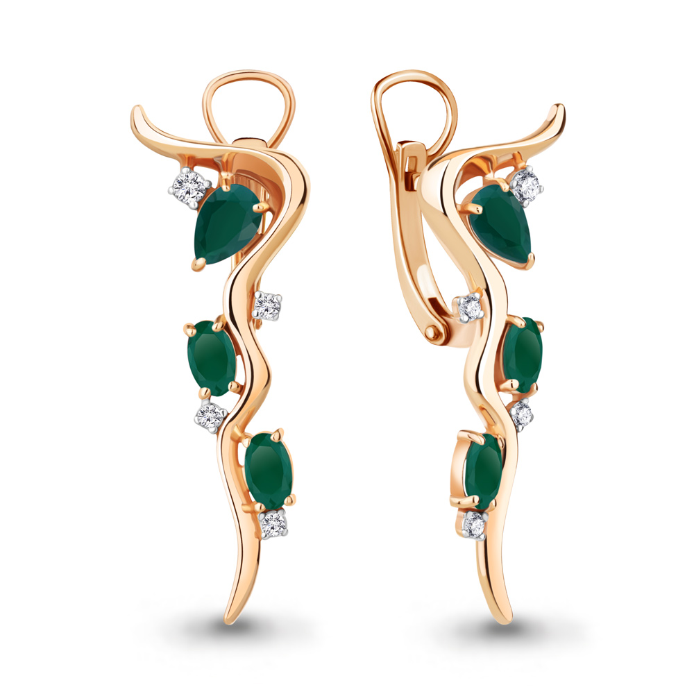 

Серьги из серебра с агатом\фианитом Aquamarine Aquamarine 4765809А_925_з, 4765809А_925_з