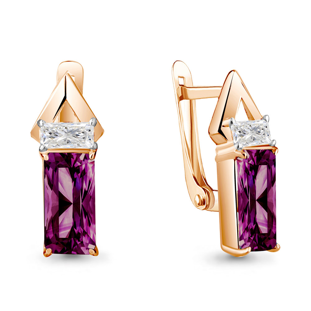 

Серьги из серебра с аметистом искусственным\фианитом Aquamarine Aquamarine 4765484_925_з, 4765484_925_з