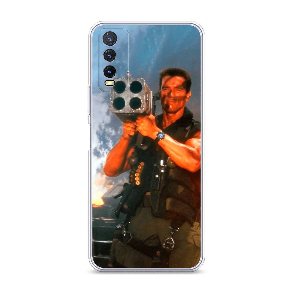 

Чехол на Vivo Y20 "Арнольд Шварцнеггер с базукой", Голубой;коричневый, 263650-6