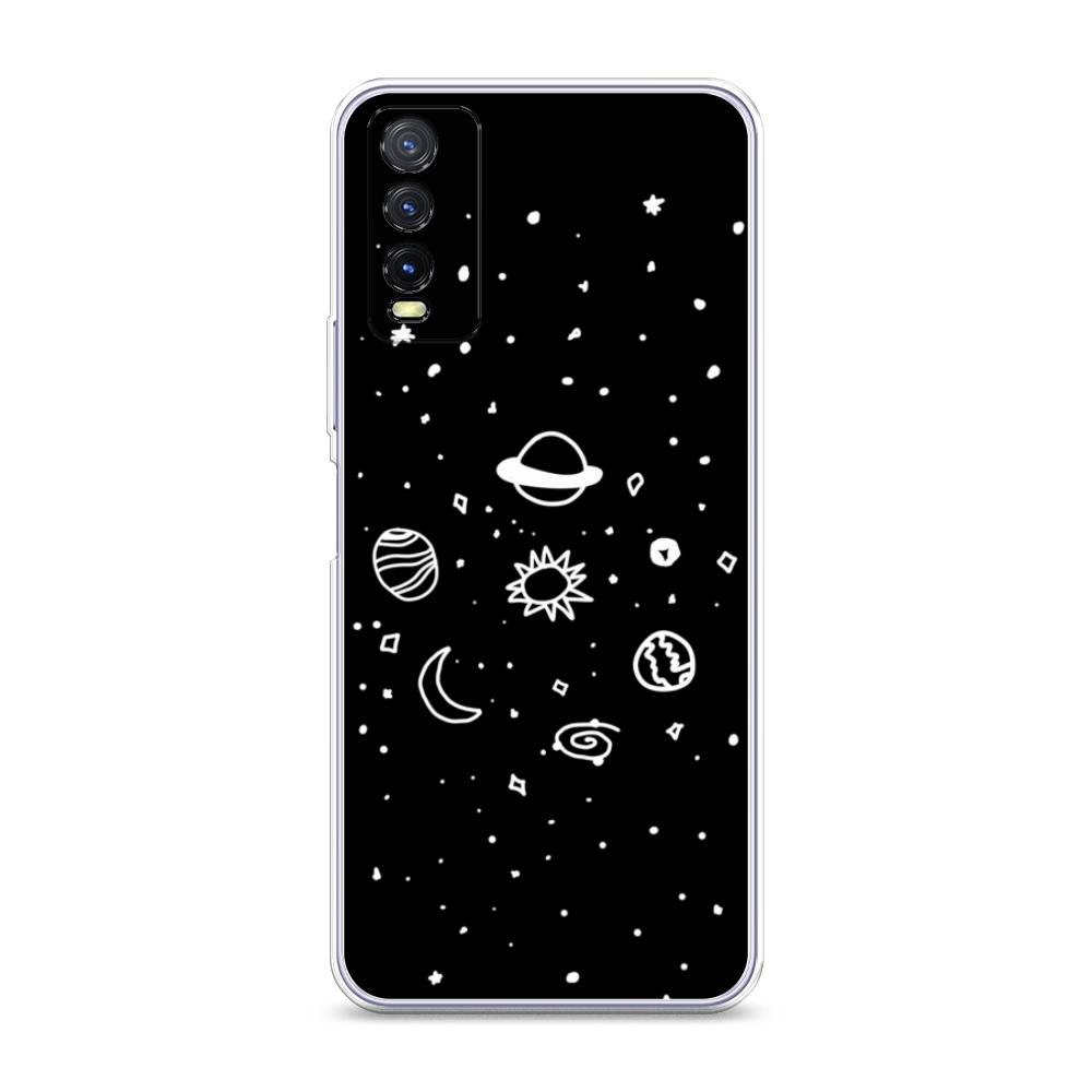 

Чехол на Vivo Y20 "Дудл солнечной системы", Бежевый;серый, 263650-2