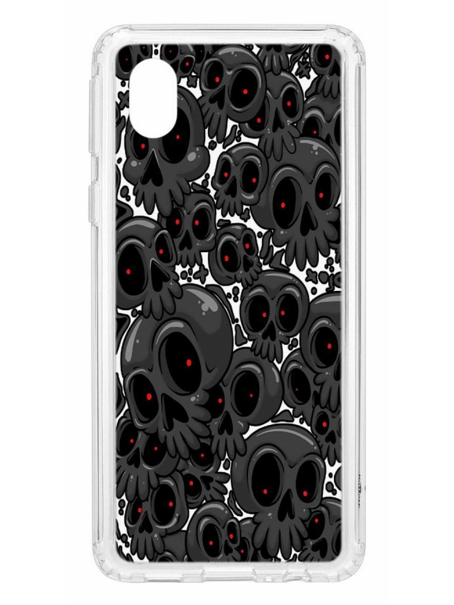 

Чехол на Samsung Galaxy A01 Core Kruche Print Skull gray, Прозрачный;разноцветный;черный;белый