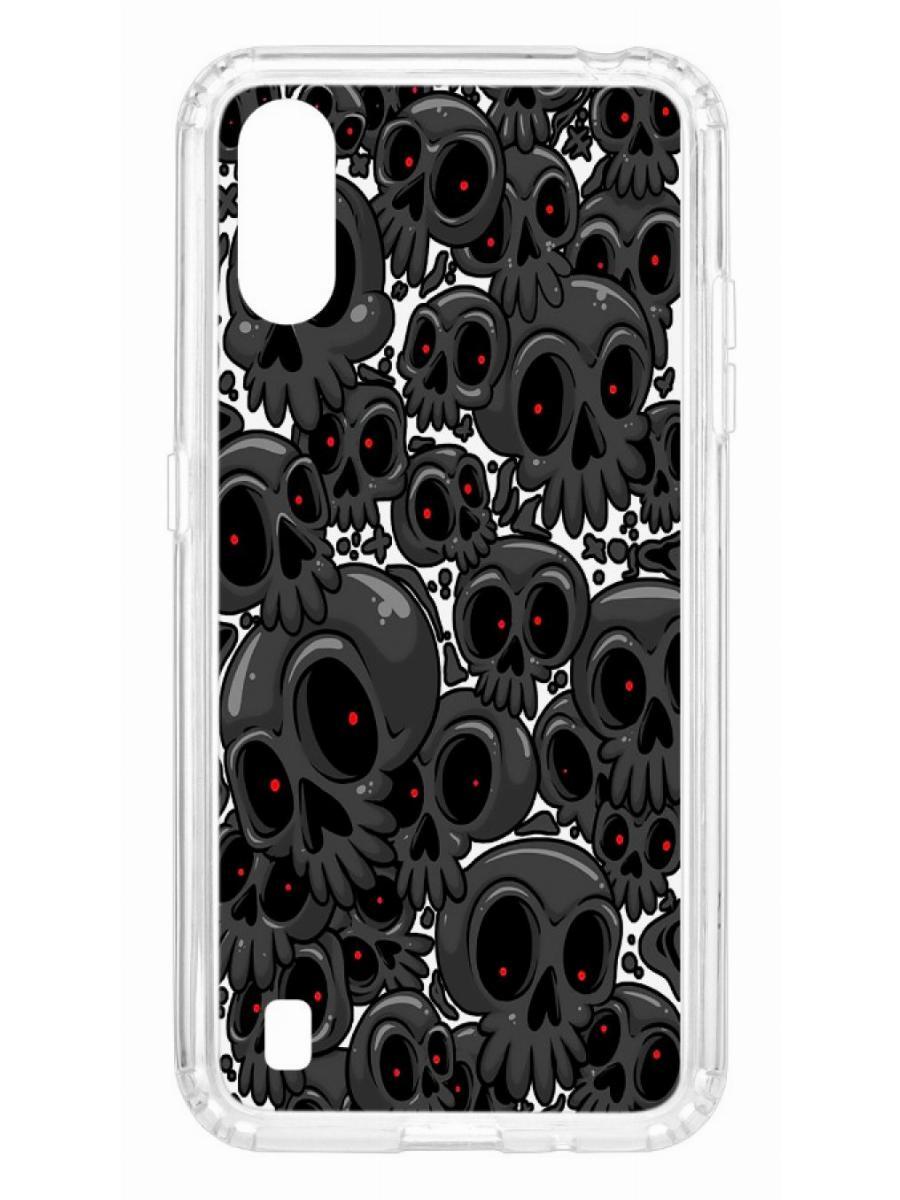Чехол на Samsung Galaxy A01/A015 Kruche Print Skull gray
