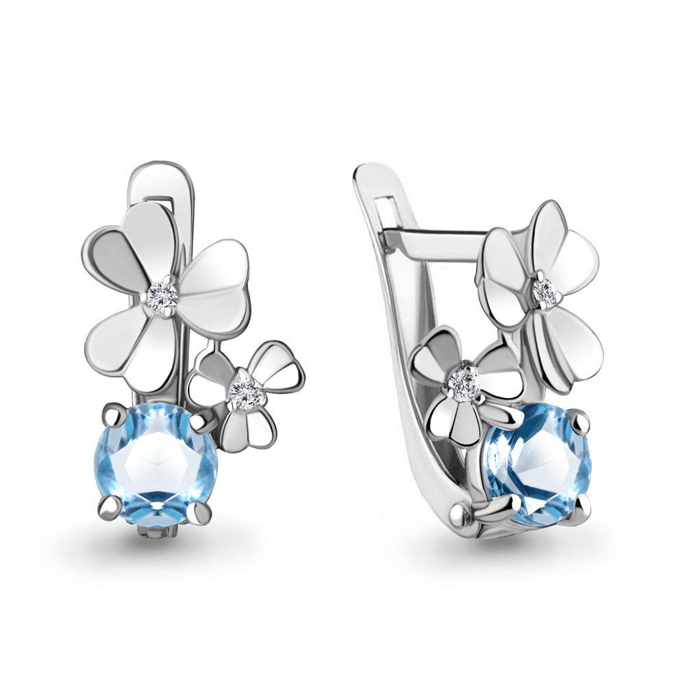 

Серьги из серебра с топазом\фианитом Aquamarine Aquamarine 4765005А_925_р, 4765005А_925_р