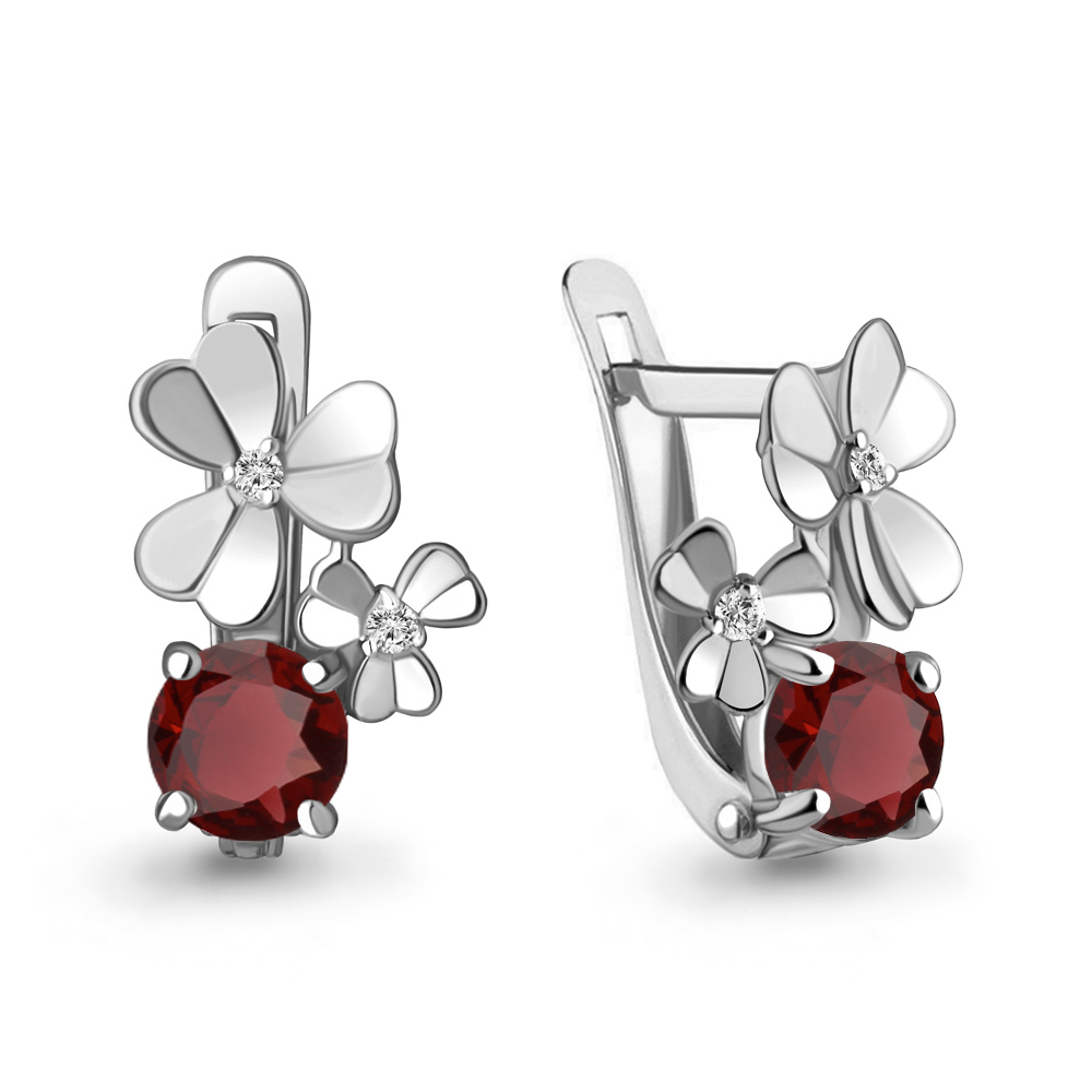 

Серьги из серебра с гранатом Aquamarine Aquamarine 4765003А_925_р, 4765003А_925_р