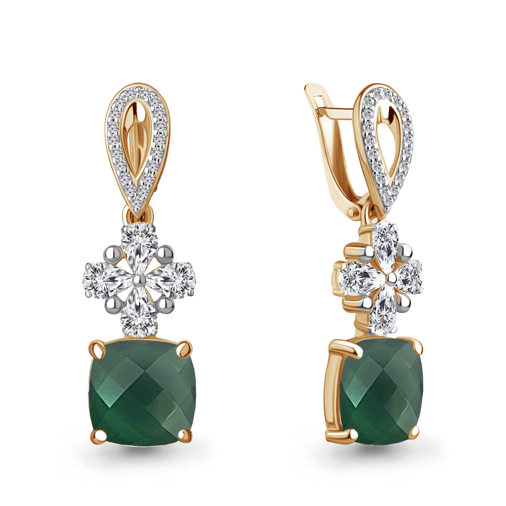 

Серьги из серебра с агатом\фианитом Aquamarine Aquamarine 4764809А_925_з, 4764809А_925_з