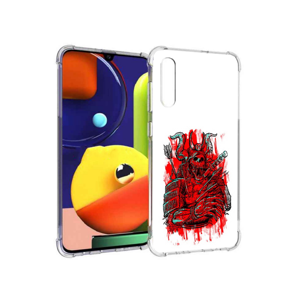 

Чехол MyPads Tocco для Samsung Galaxy A70 красный скелет воин (PT128584.546.413), Прозрачный, Tocco