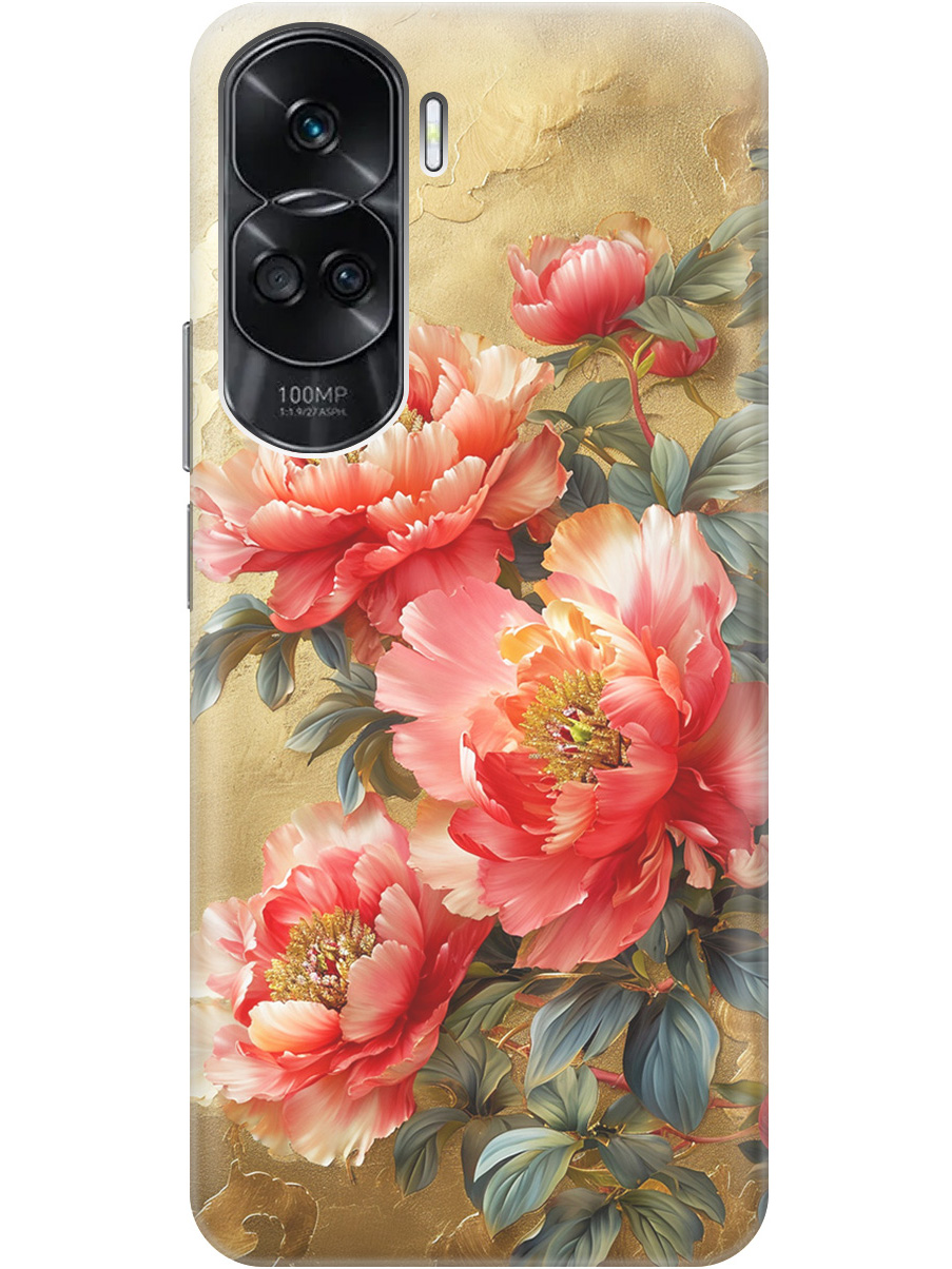 

Силиконовый чехол на Honor 90 Lite с принтом "Винтажные пионы", Прозрачный;зеленый;золотистый;красный, 772622623