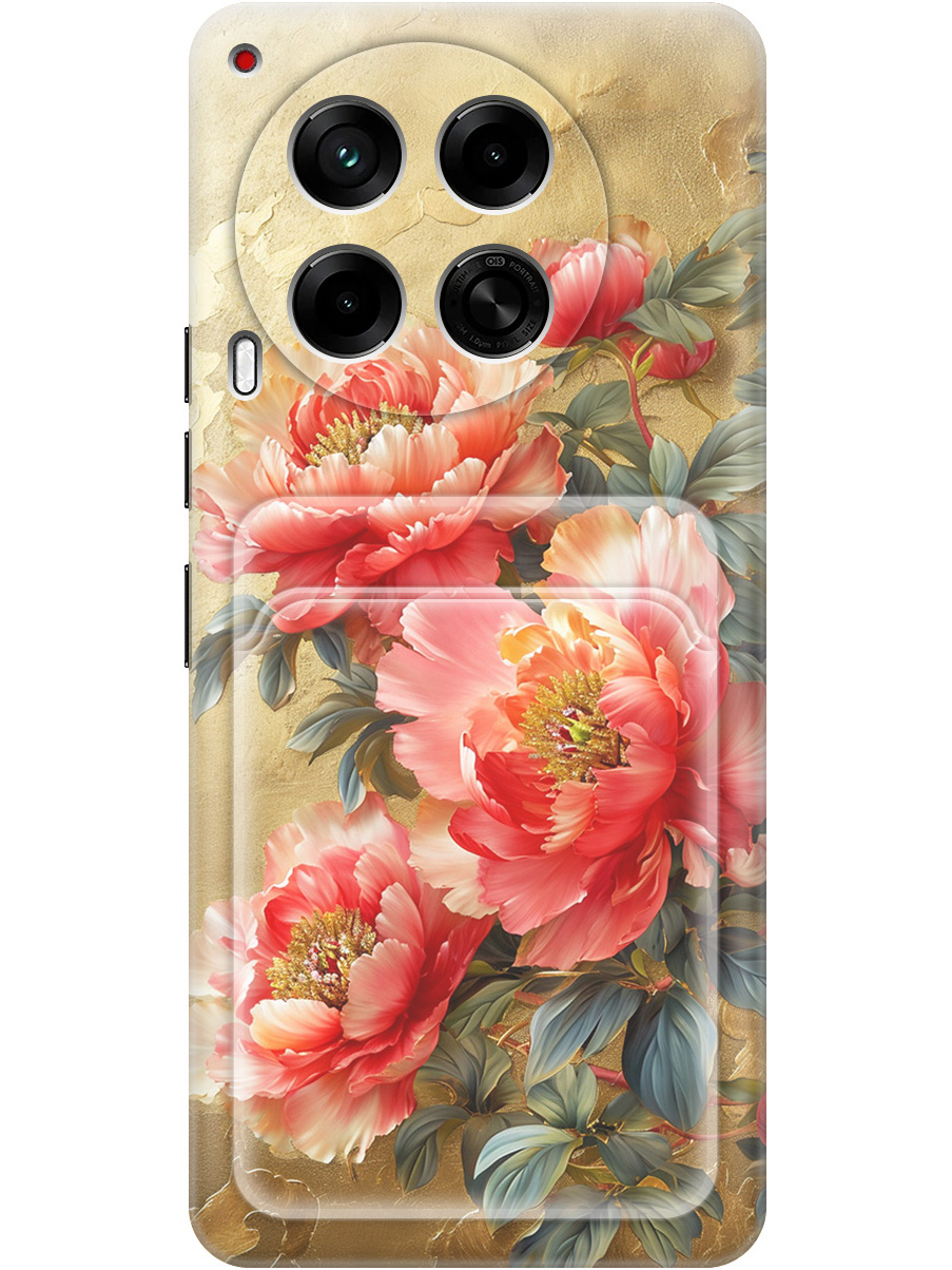 

Силиконовый чехол на Tecno Camon 30 4g / 30 5g с принтом с карманом для карты 817492, Прозрачный;зеленый;золотистый;красный, 782632423