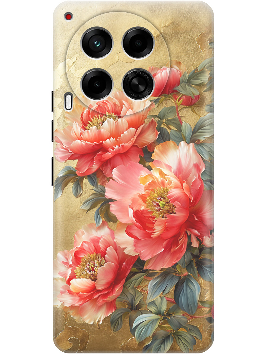 

Силиконовый чехол на Tecno Camon 30 4g / 30 5g с принтом "Винтажные пионы", Прозрачный;зеленый;золотистый;красный, 782632423