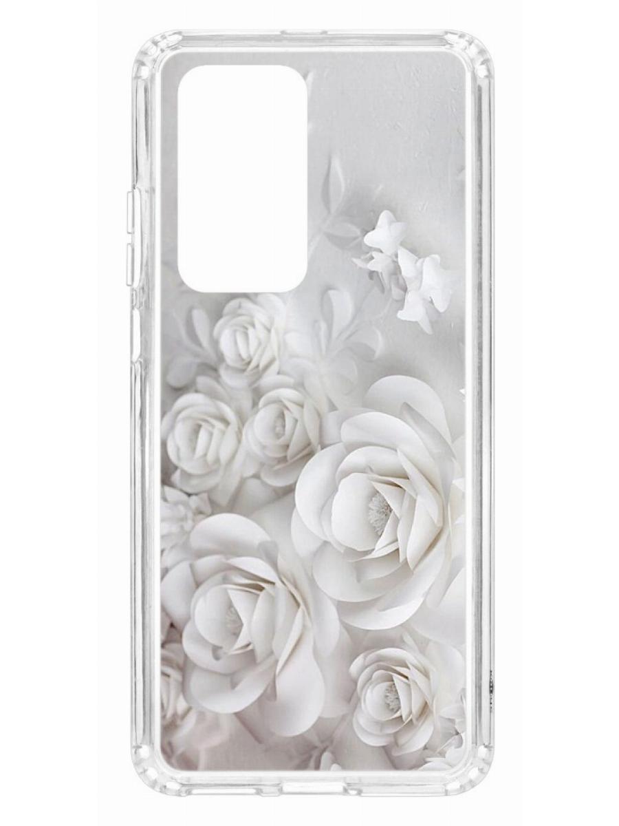 фото Чехол на huawei p40 pro kruche print white roses кruче