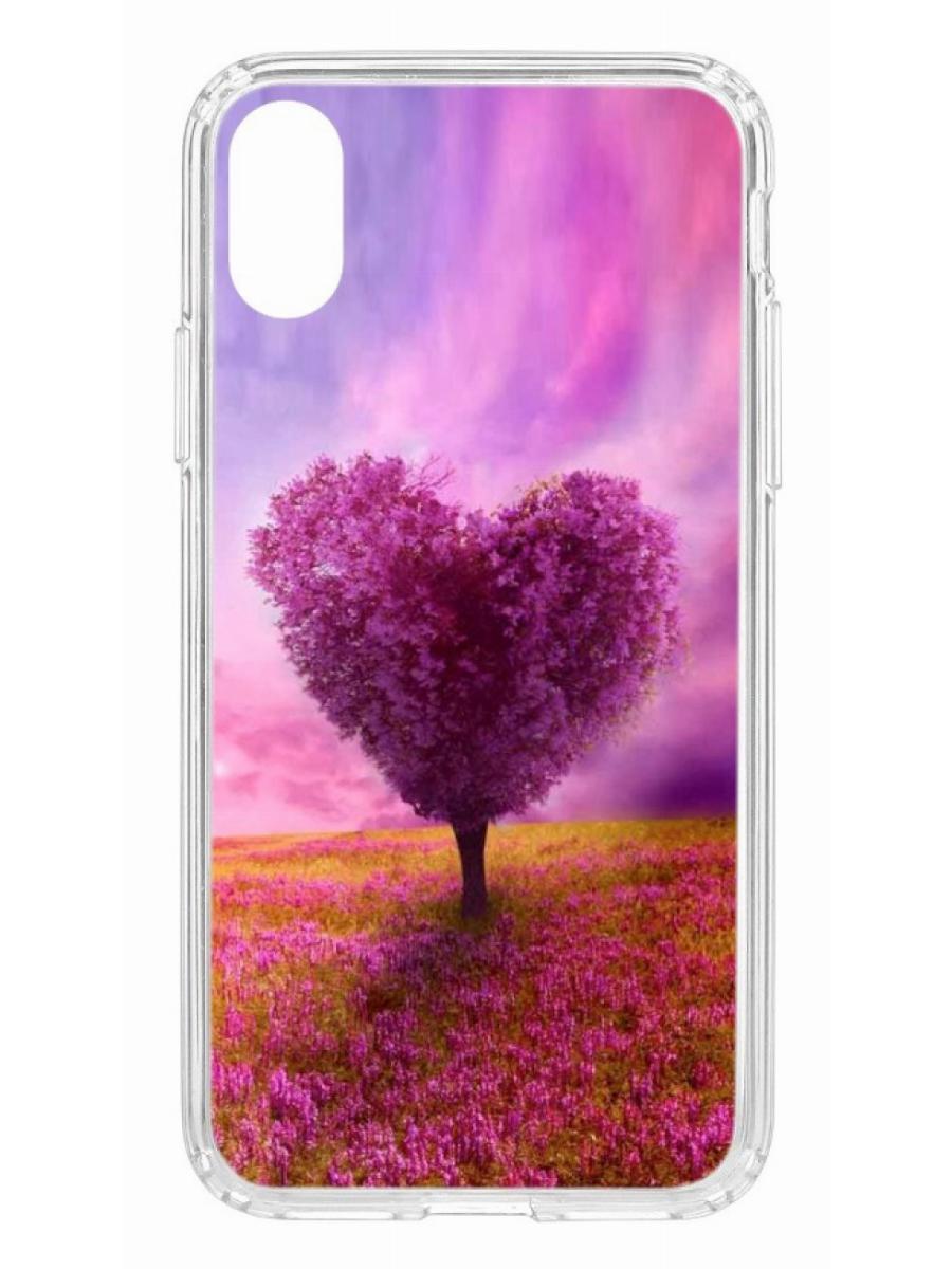 

Чехол для Apple iPhone X/XS КRUЧЕ Print Pink heart прозрачный с рисунком