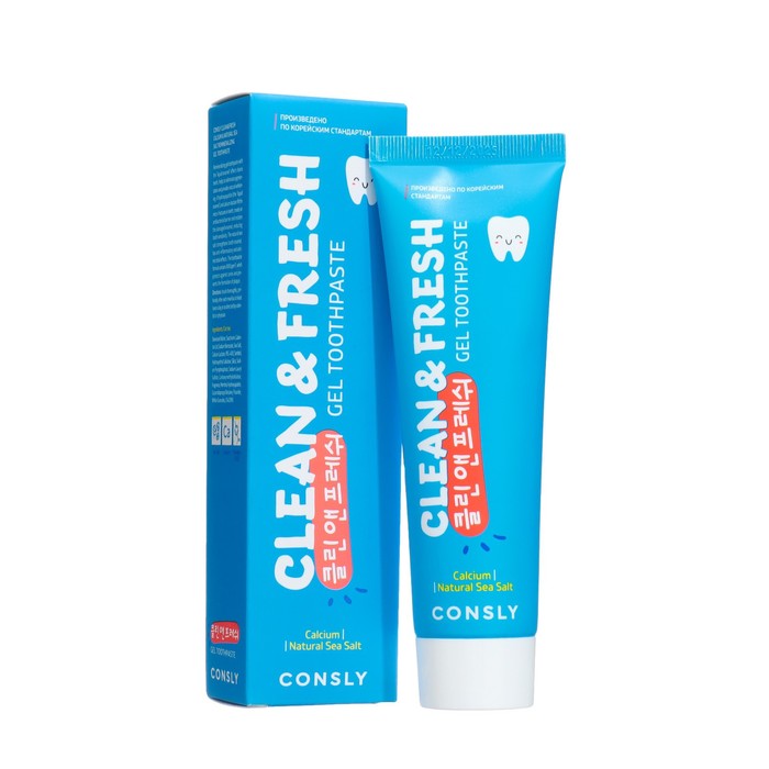 Гелевая зубная паста Consly Clean&Fresh с кальцием и натуральной морской солью, 105 г гелевая зубная паста consly clean