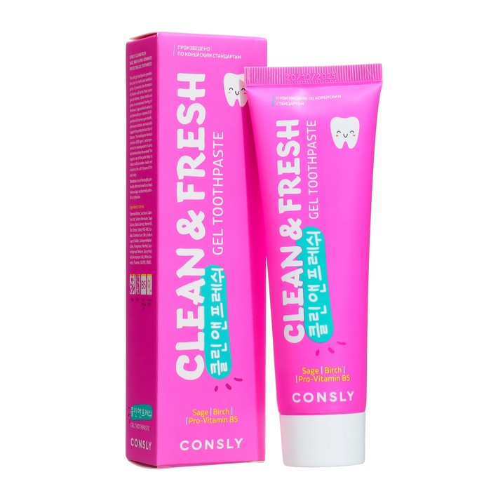 Гелевая зубная паста Consly Clean&Fresh с экстрактами шалфея и провитамином B5, 105 г зубная паста consly clean