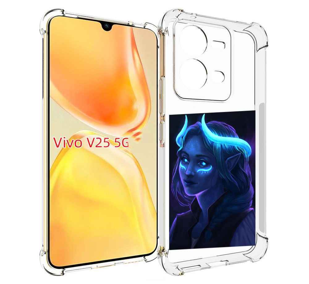 

Чехол MyPads девушка синяя ледяная женский для Vivo V25 5G / V25e, Прозрачный, Tocco