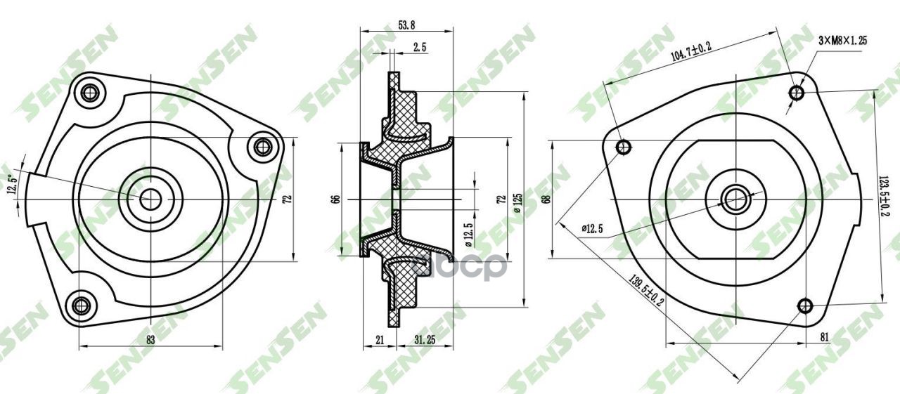 SENSEN Опора амортизатора переднего правого Nissan Note 1.4/1.6/1.5DCi 06>