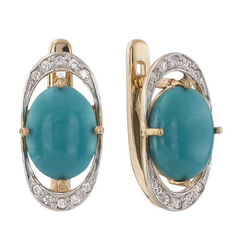 

Серьги из красного золота с фианитом, бирюзой ALORIS Серьги 1439БКц, Серьги 1439БКц