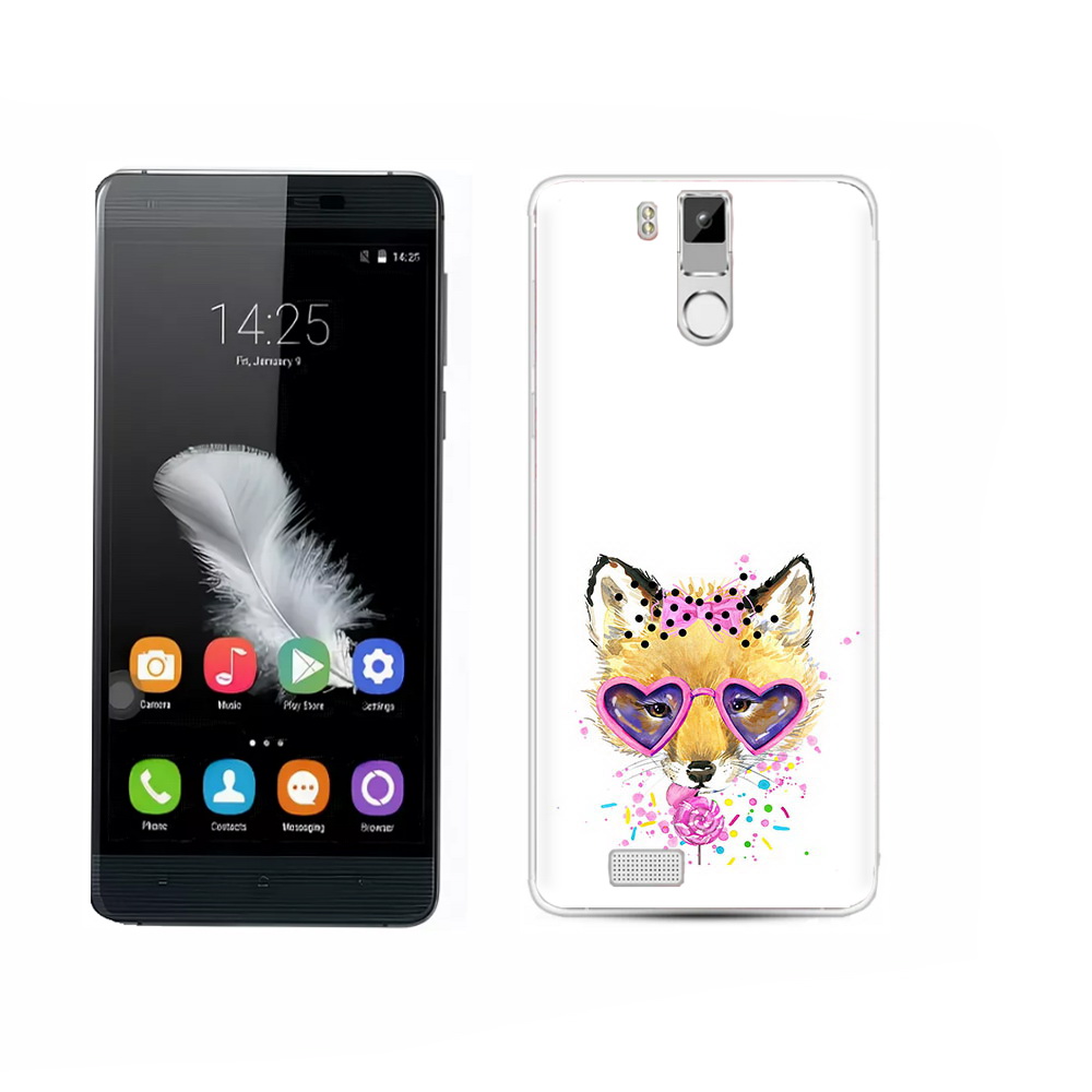 

Чехол MyPads Tocco для Oukitel K6000 Pro лисенок с бантиком, Прозрачный, Tocco