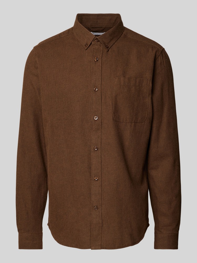 

Рубашка мужская Knowledge Cotton Apparel 1090055 коричневая M, Коричневый, 1090055
