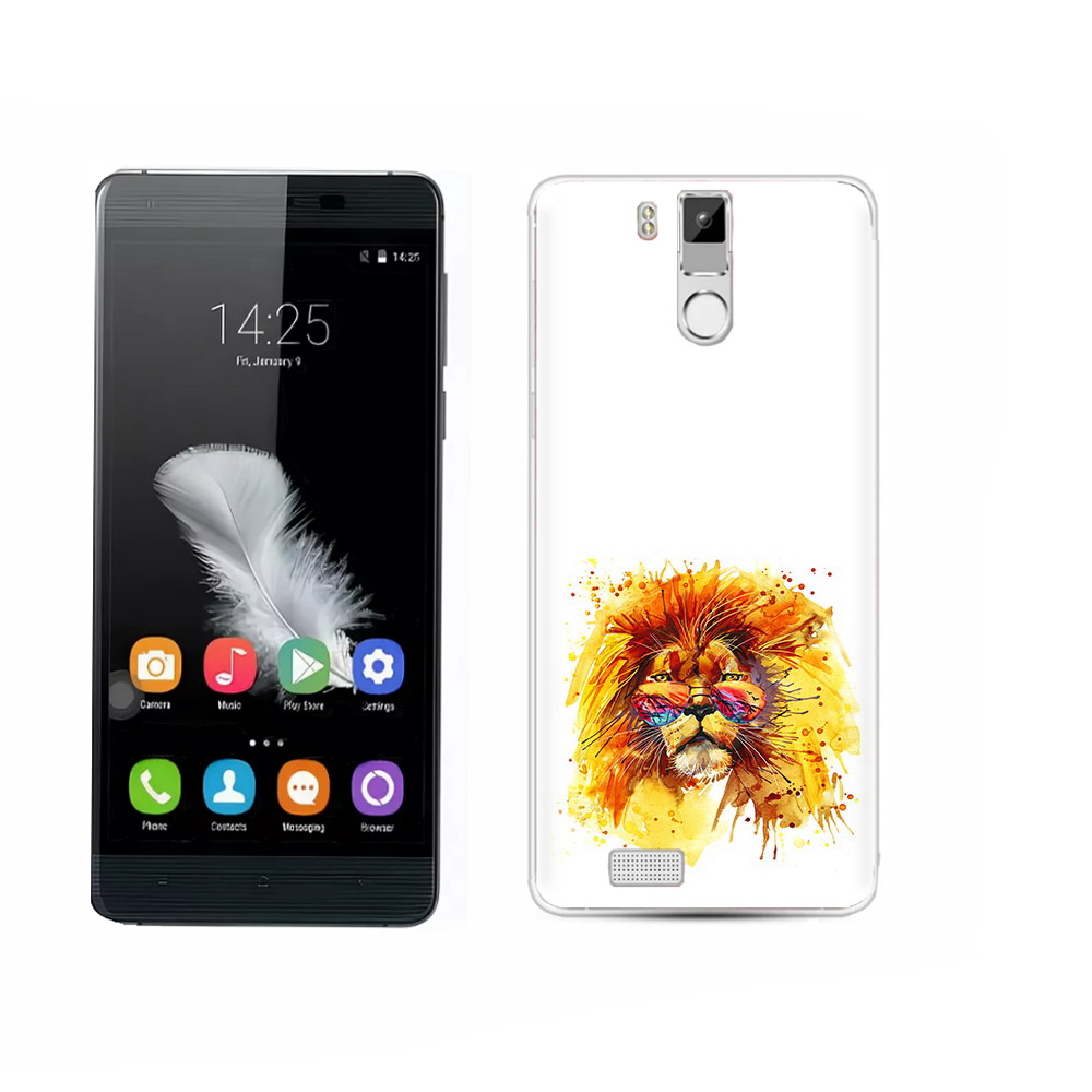 

Чехол MyPads Tocco для Oukitel K6000 Pro лев в очках, Прозрачный, Tocco