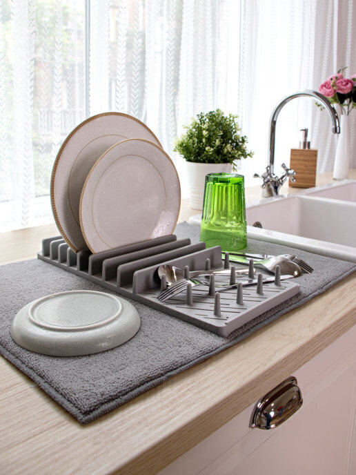 фото Пластиковая сушилка для посуды shiny kitchen с ковриком g0150