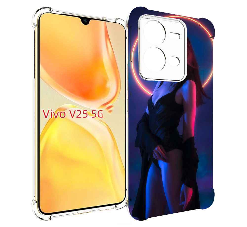 

Чехол MyPads девушка с неоновым кругом женский для Vivo V25 5G / V25e, Прозрачный, Tocco
