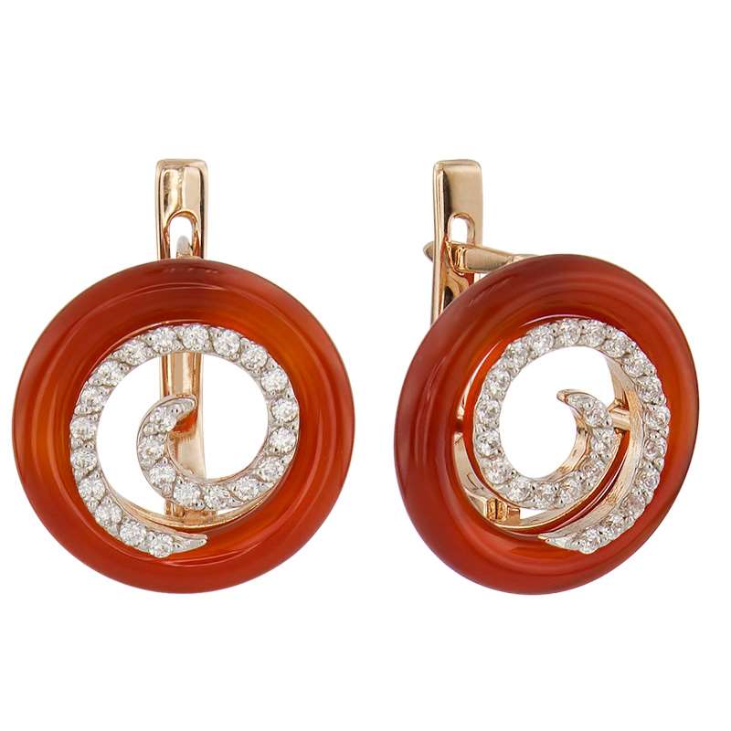 

Серьги из красного золота с сердоликом, фианитом ALORIS Серьги 1365СерКц, Серьги 1365СерКц