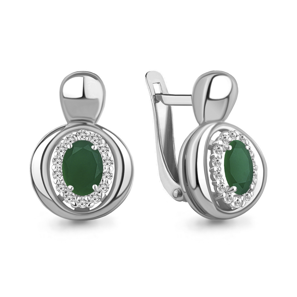 

Серьги из серебра с агатом\фианитом Aquamarine Aquamarine 4764709А_925_р, 4764709А_925_р