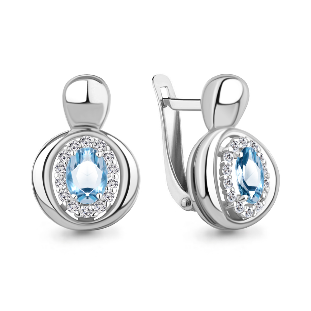 

Серьги из серебра с топазом\фианитом Aquamarine Aquamarine 4764705А_925_р, 4764705А_925_р
