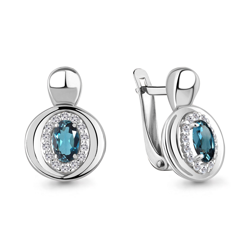

Серьги из серебра с топазом\фианитом Aquamarine Aquamarine 4764608А_925_р, 4764608А_925_р