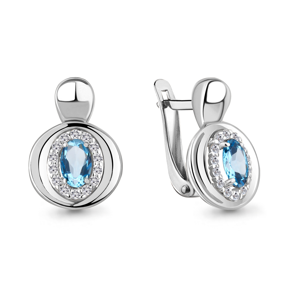 

Серьги из серебра с топазом\фианитом Aquamarine Aquamarine 4764605А_925_р, 4764605А_925_р