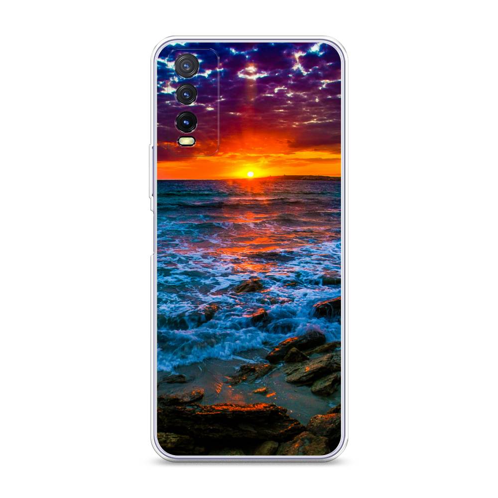 

Чехол на Vivo Y20 "Закат 1", Оранжевый;синий, 263650-2