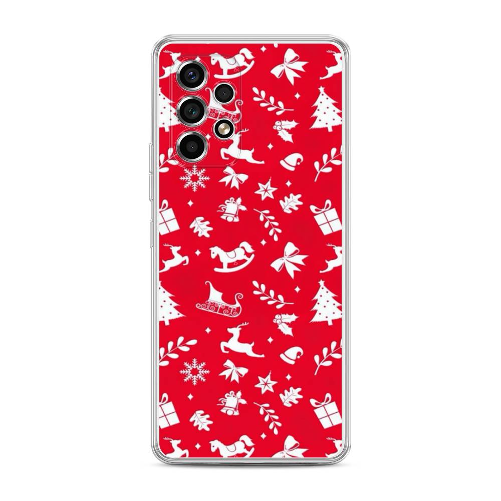 

Чехол на Samsung Galaxy A53 5G "Красный новогодний фон", Красный;белый, 2104550-5
