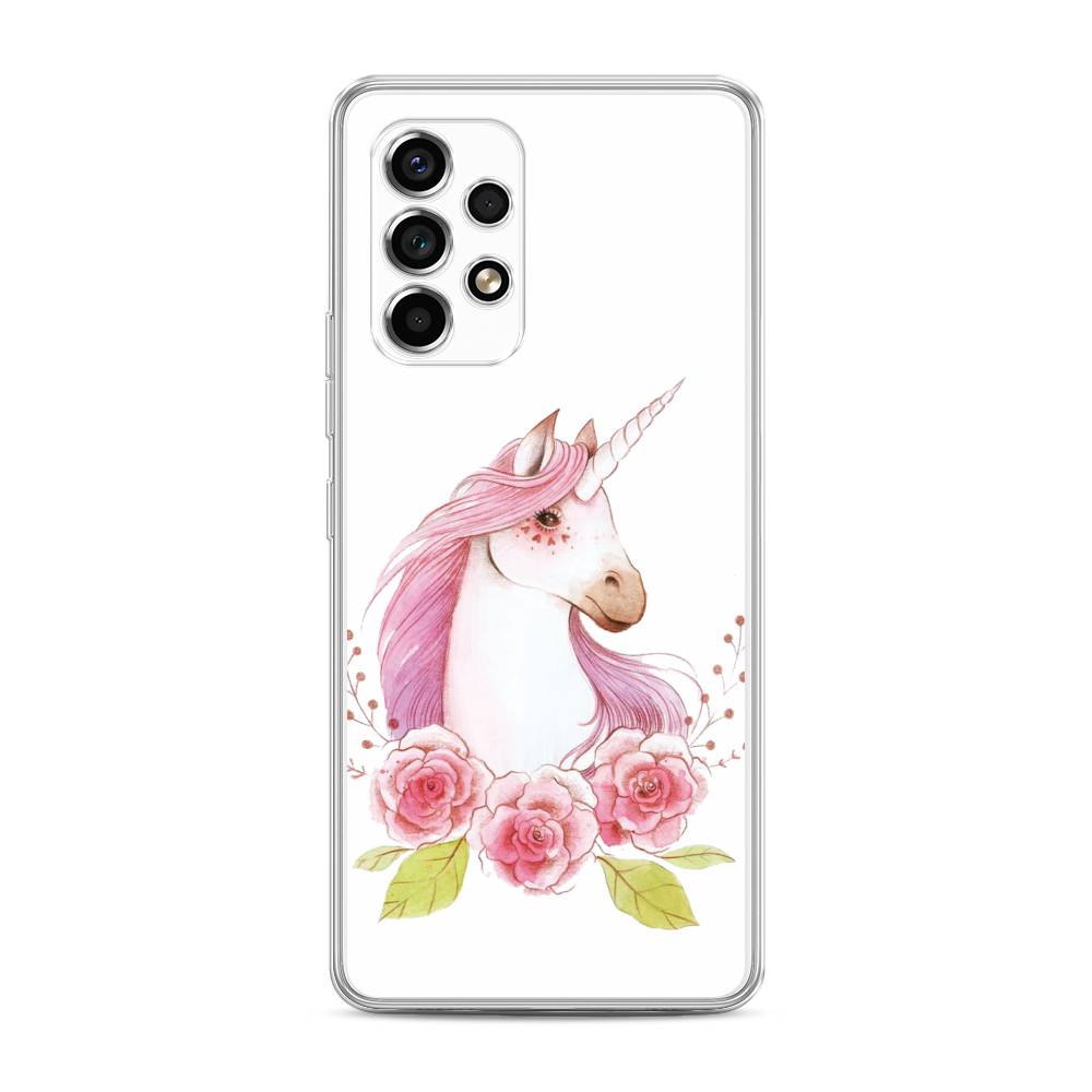 

Чехол на Samsung Galaxy A53 5G "Единорог цветы", Белый;розовый;серый, 2104550-1