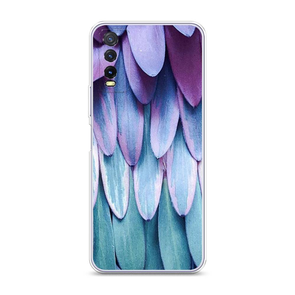 

Чехол на Vivo Y20 "Синее перо", Фиолетовый;голубой, 263650-3