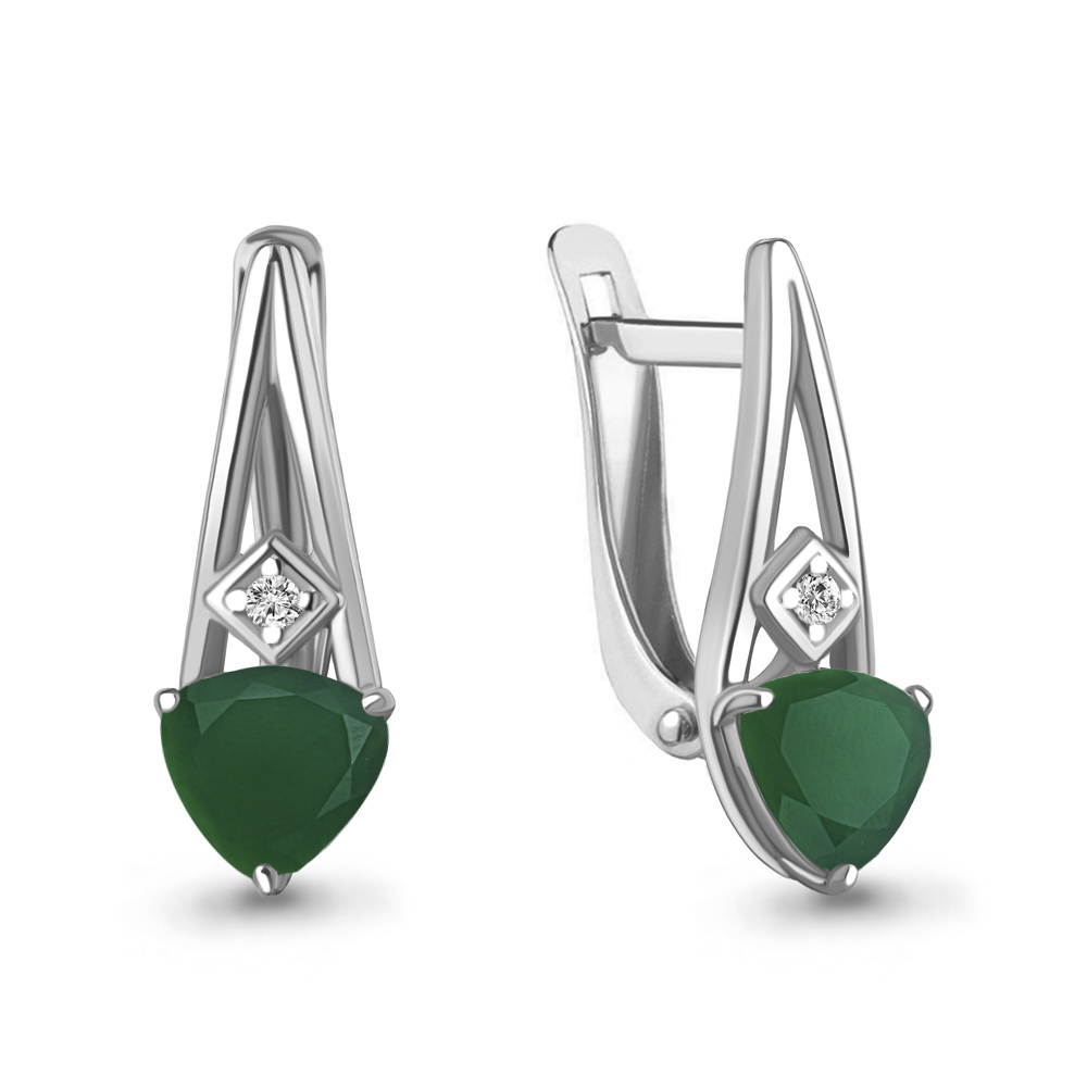 

Серьги из серебра с агатом\фианитом Aquamarine Aquamarine 4763209А_925_р, 4763209А_925_р