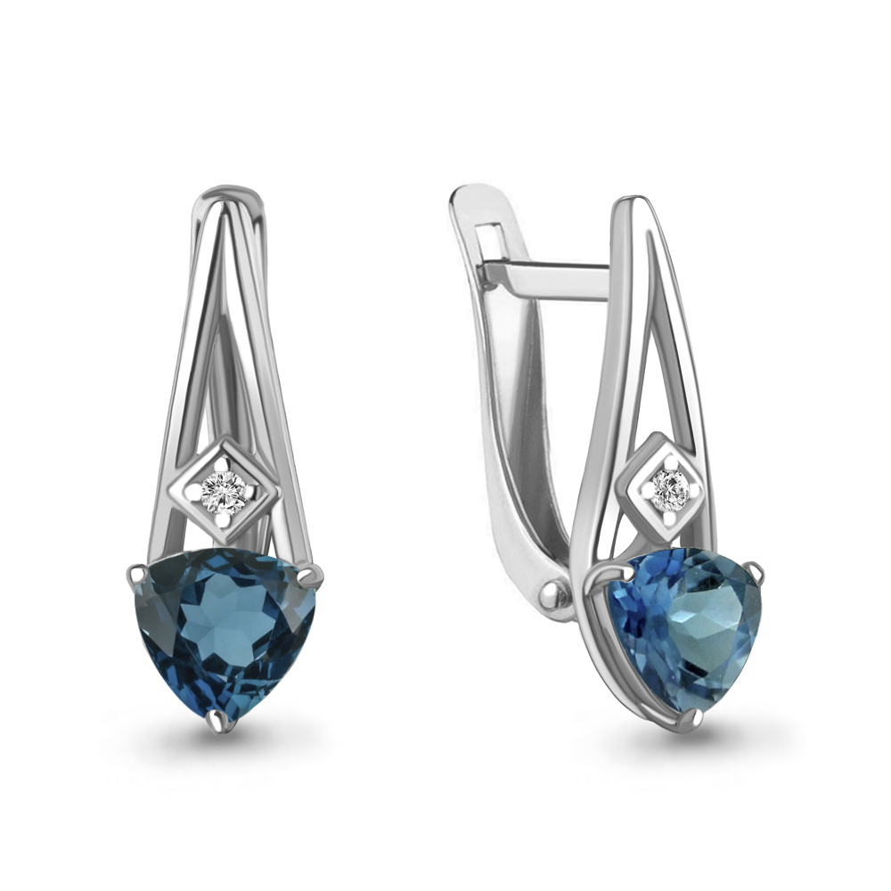 

Серьги из серебра с топазом\фианитом Aquamarine Aquamarine 4763208А_925_р, 4763208А_925_р