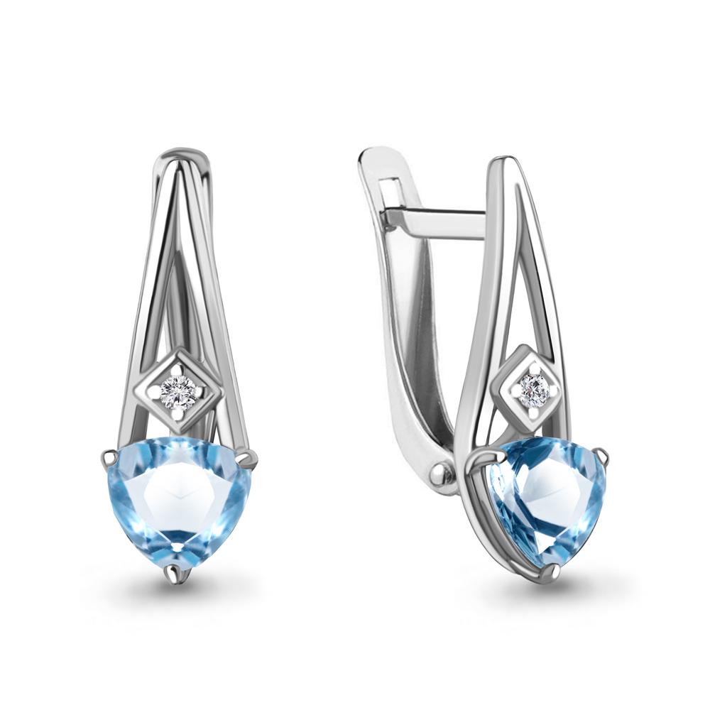 

Серьги из серебра с топазом\фианитом Aquamarine Aquamarine 4763205А_925_р, 4763205А_925_р