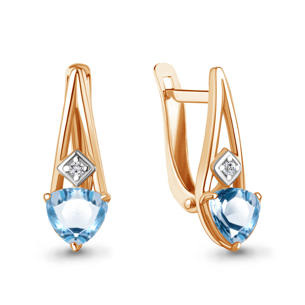 

Серьги из серебра с топазом\фианитом Aquamarine Aquamarine 4763205А_925_з, 4763205А_925_з