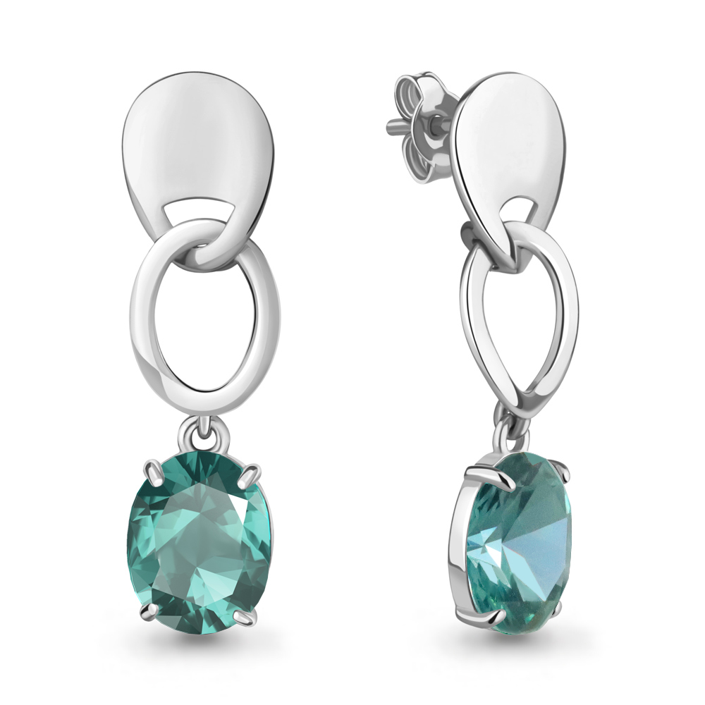

Серьги из серебра с турмалином искусственным Aquamarine Aquamarine 4763088_925_р, 4763088_925_р