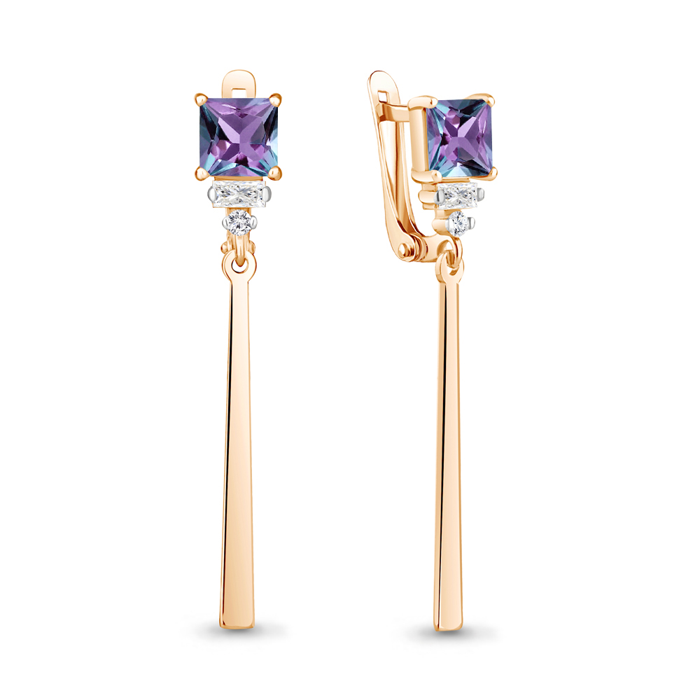 

Серьги из серебра с алекситом искусственным\фианитом Aquamarine Aquamarine 4762725А_925_з, 4762725А_925_з