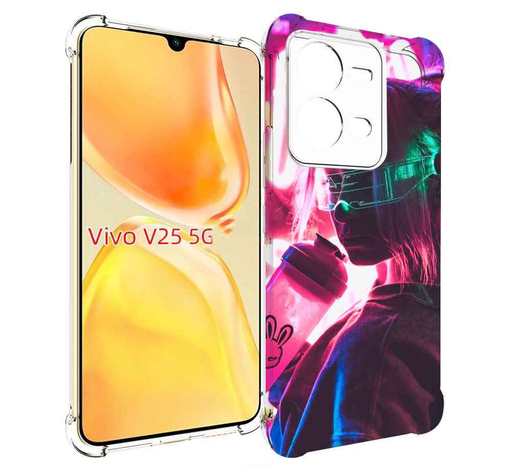 

Чехол MyPads девушка неоновый фон женский для Vivo V25 5G / V25e, Прозрачный, Tocco