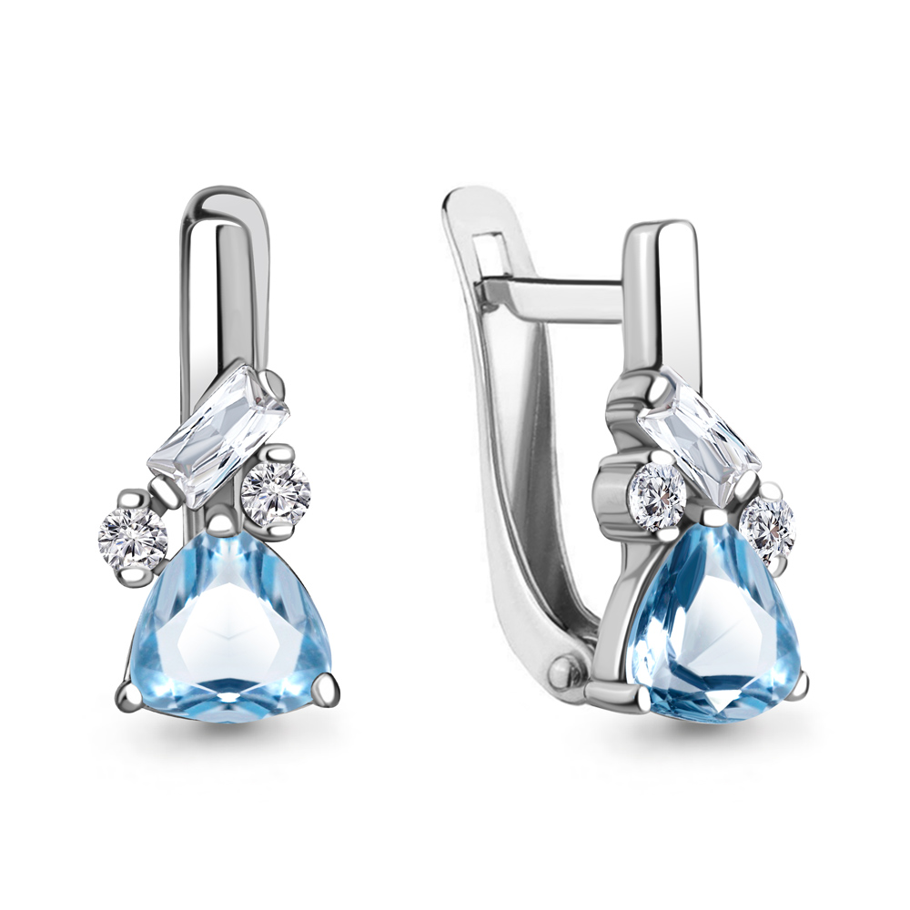 

Серьги из серебра с топазом\фианитом Aquamarine Aquamarine 4762605А_925_р, 4762605А_925_р