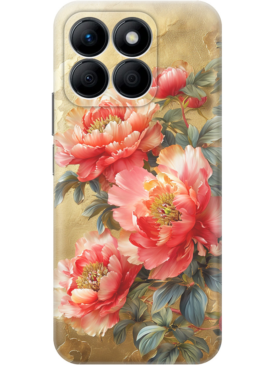 

Силиконовый чехол на Honor X8b с принтом "Винтажные пионы", Прозрачный;зеленый;золотистый;красный, 781973223