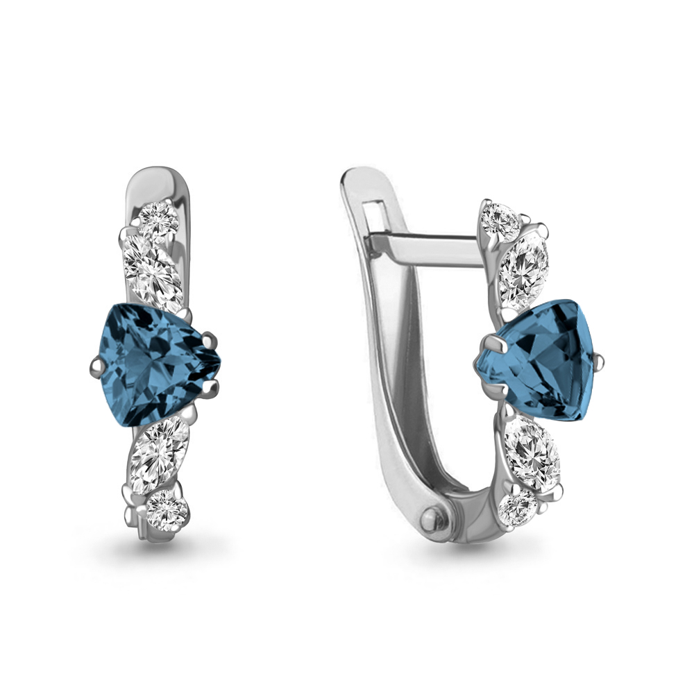 

Серьги из серебра с топазом\фианитом Aquamarine Aquamarine 4762308А_925_р, 4762308А_925_р