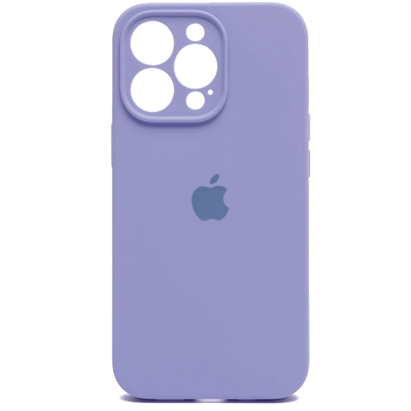 Чехол iPhone 14 Pro Silicon Сase APL WS (закрытый низ+камера) с лого, лавандовый