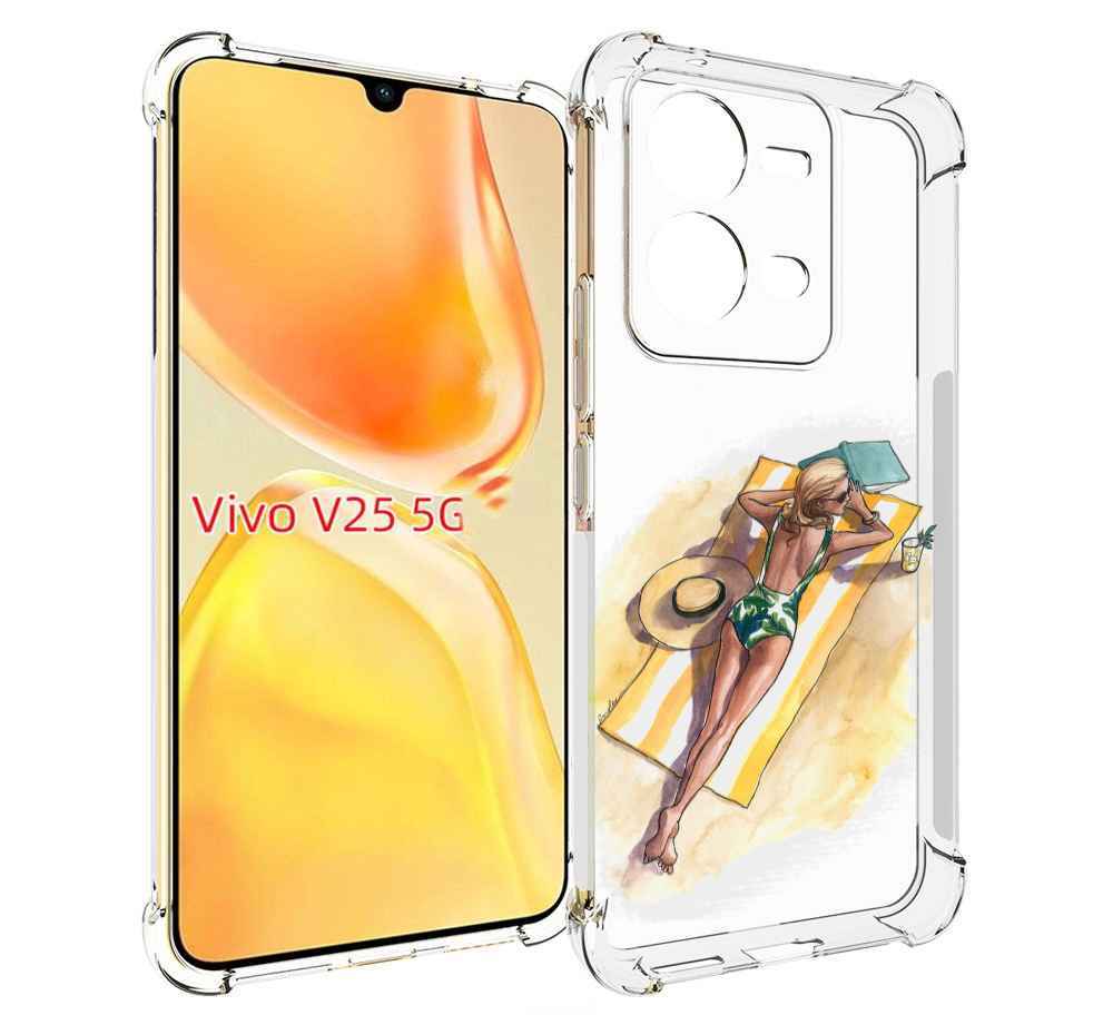 

Чехол MyPads девушка на пляже женский для Vivo V25 5G / V25e, Прозрачный, Tocco