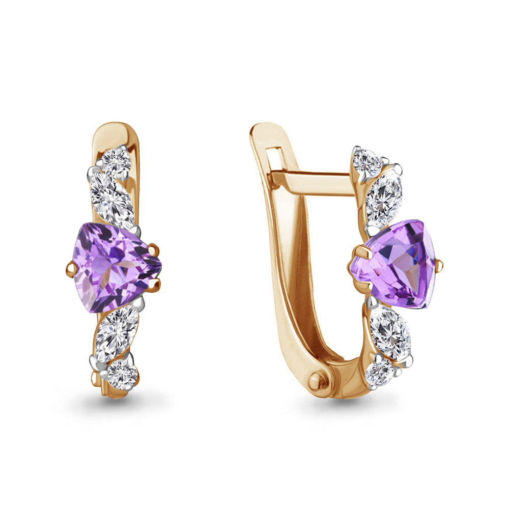 

Серьги из серебра с аметистом\фианитом Aquamarine Aquamarine 4762304А_925_з, 4762304А_925_з