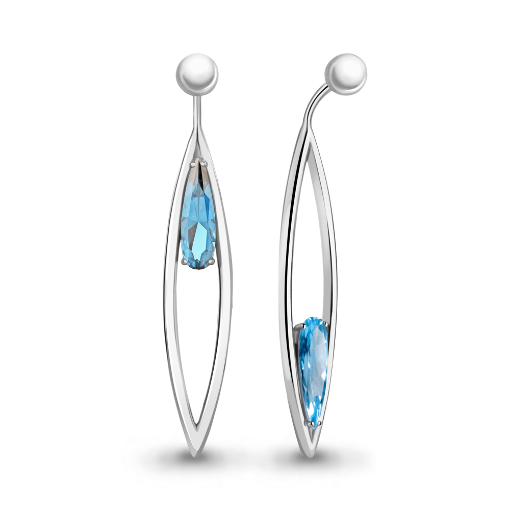 

Серьги из серебра с топазом искусственным Aquamarine Aquamarine 4762192_925_р, 4762192_925_р